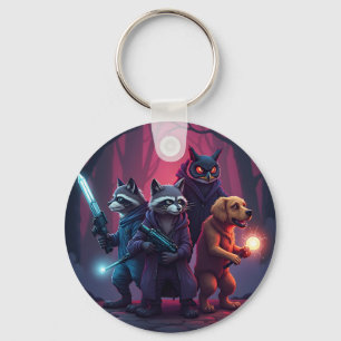 Mystic Forest Animal Warrior Art  Key Ring