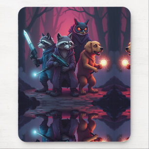 Mystic Forest Animal Warrior Art Mouse Pad