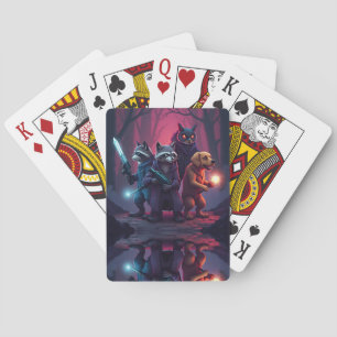 Mystic Forest Animal Warrior Art Playing Cards
