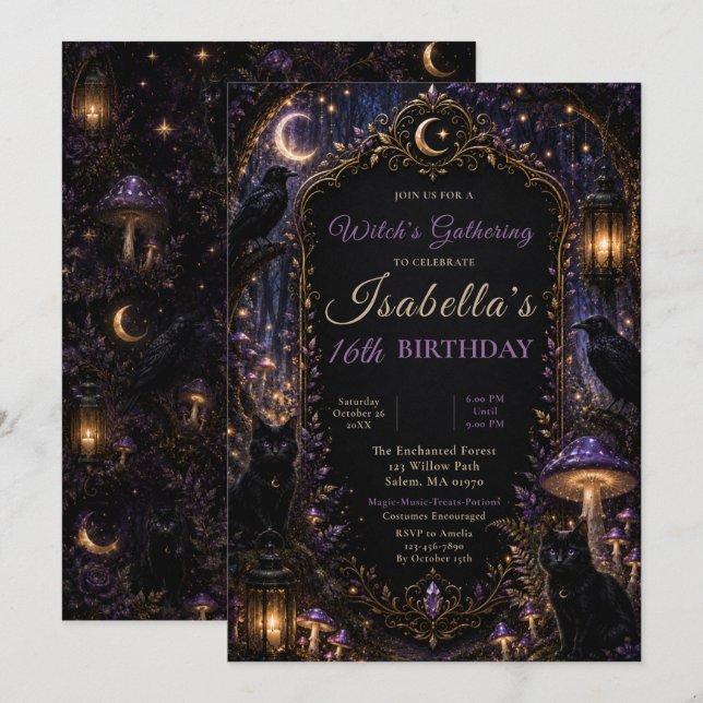 Mystic Forest Halloween Party Invitation (Front/Back)
