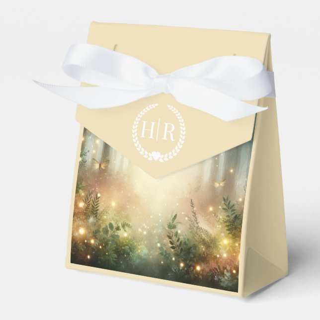 Mystic Forest Meadow Magic Monogram Wedding  Favour Box (Front Side)