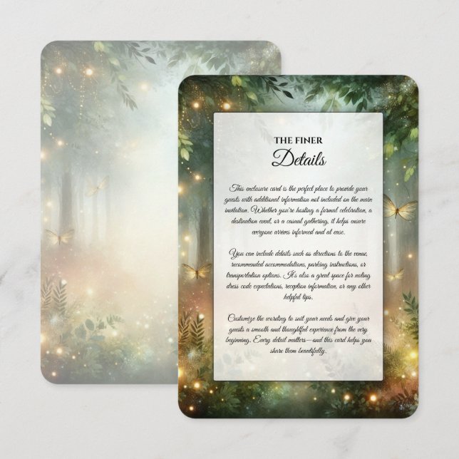 Mystic Forest Meadow Magic Wedding Enclosure Card (Front/Back)