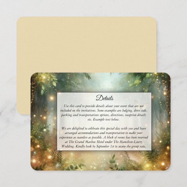 Mystic Forest Meadow Magic Wedding Enclosure Card (Front/Back)