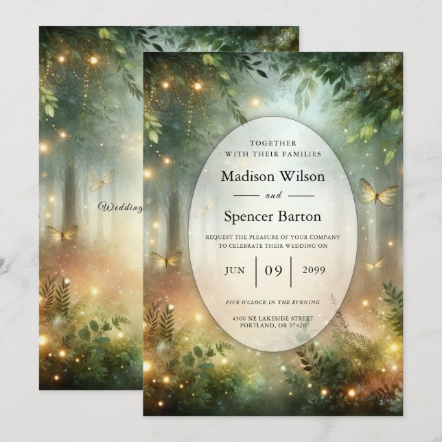Mystic Forest Meadow Magic Wedding Invitation (Front/Back)