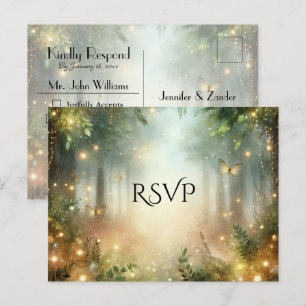 Mystic Forest Meadow Magic Wedding RSVP Postcard
