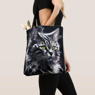 Mystic Fractured Light Cat Art Tote Bag