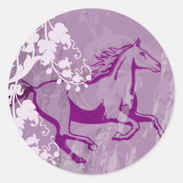 Mystic Garden Horse (Lt. Purple) Classic Round Sticker (Front)