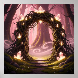 Mystic Gate of Enchanted Forest Light Poster