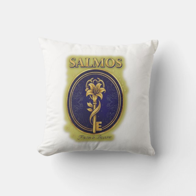Mystic Golden Key & Bloom: Elegant Logo Design Cushion (Front)