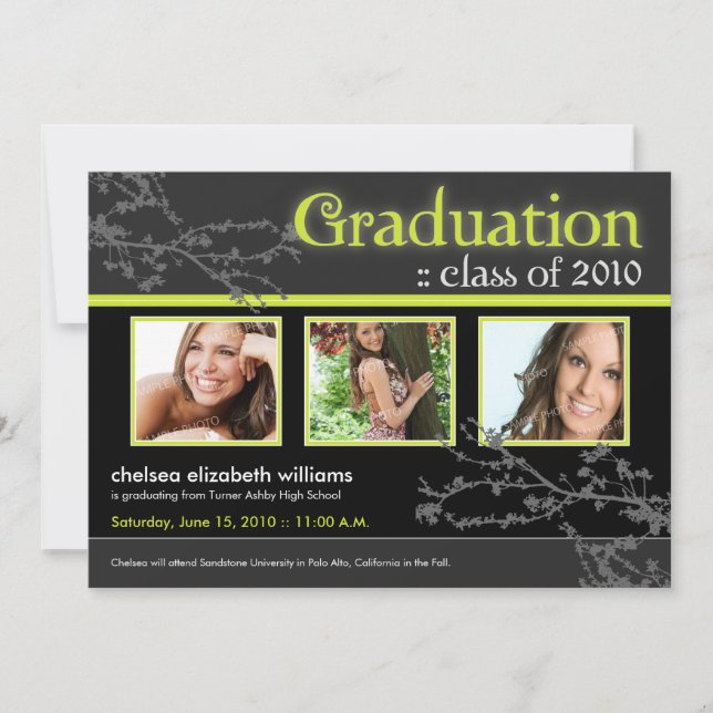 Mystic Goth Custom Graduation Announcement (lime) (Front)