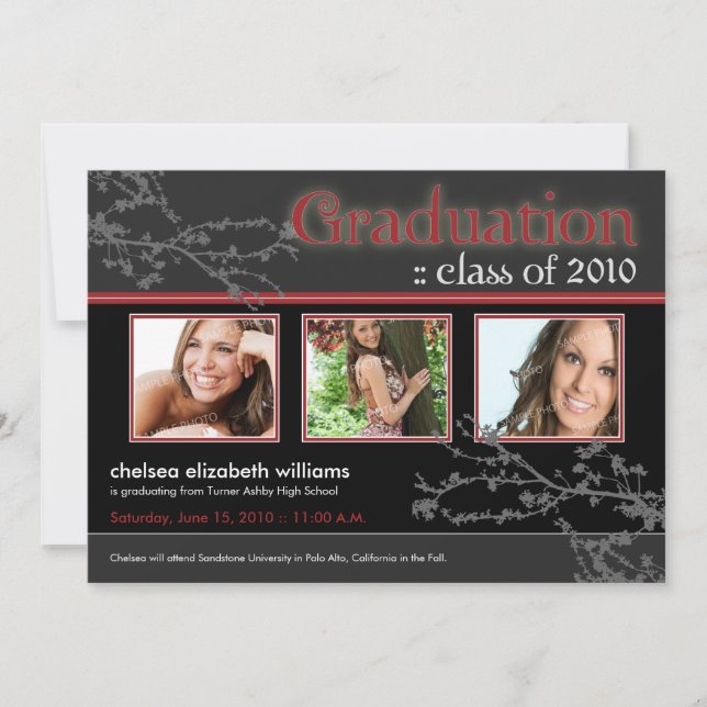 Mystic Goth Custom Graduation Announcement (red) (Front)