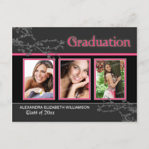 Mystic Goth Pink Graduation Announcement Postcard