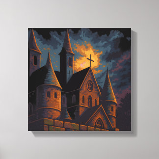 Mystic Gothic Castle Under Moonlight Canvas Print