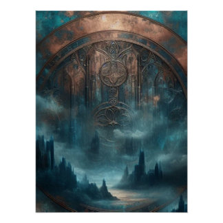 Mystic Gothic Steampunk Art - Blue Copper Patina Poster