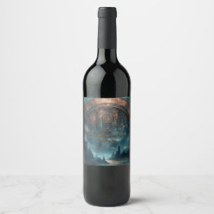 Mystic Gothic Steampunk - Blue Copper Patina  Wine Label