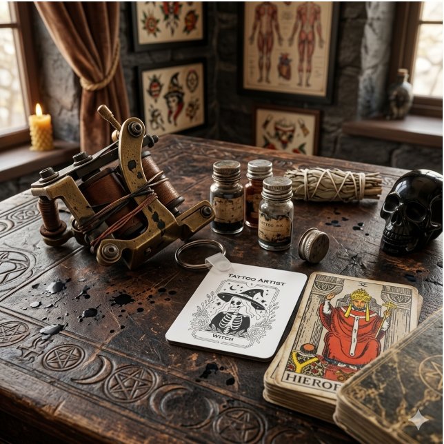 Mystic Gothic Tarot Skeleton Celestial  Key Ring (Mystic Gothic Tarot Skeleton Celestial Keychain )