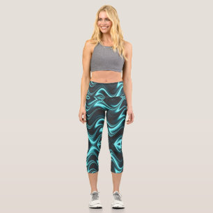 mystic green blue and black shades of wave capri leggings