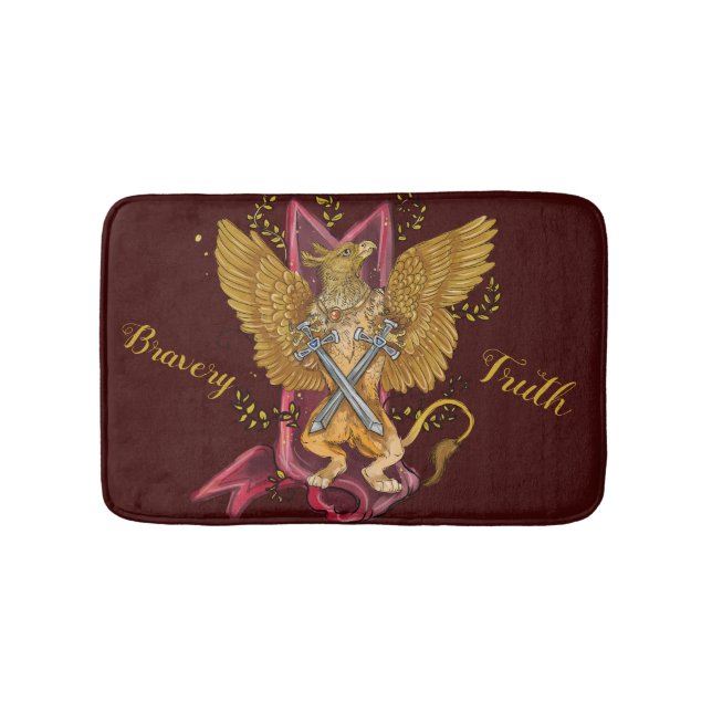 Mystic Gryphon with swords Bath Mat (Front)