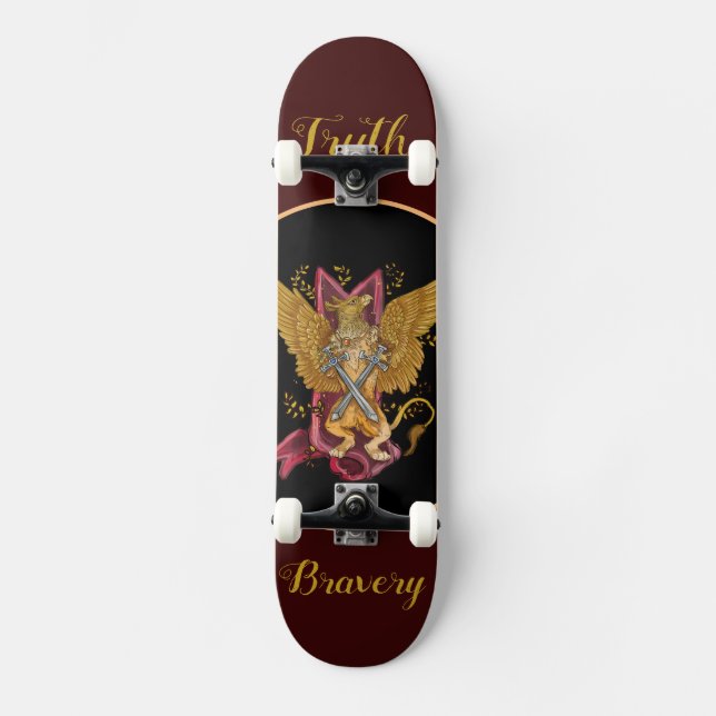 Mystic Gryphon with Swords Skateboard (Front)