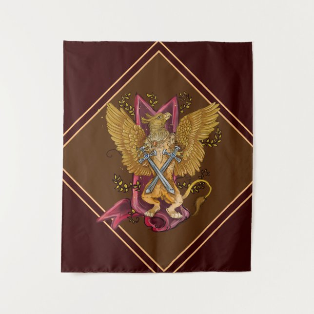 Mystic Gryphon with Swords Tapestry (Front)