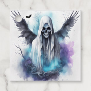 Mystic Halloween Ghost - Gothic Watercolor Art     Favour Tags