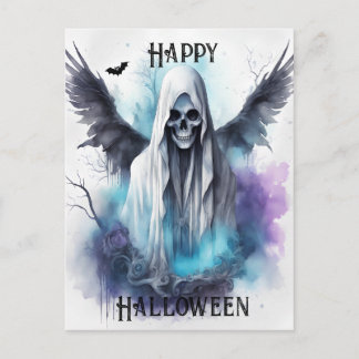 Mystic Halloween Ghost - Gothic Watercolor Art Postcard