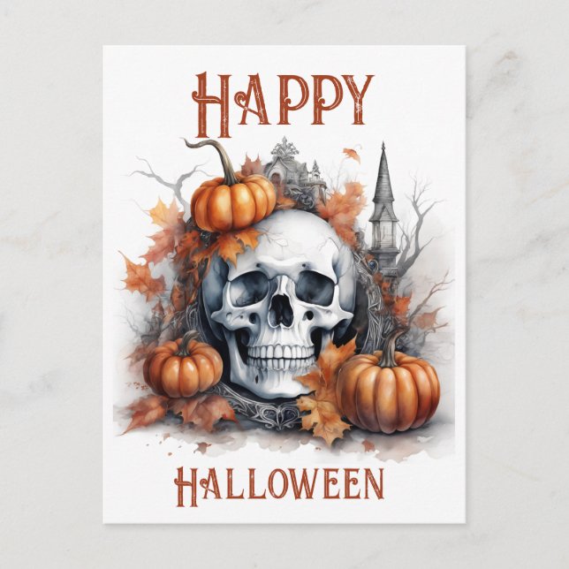 Mystic Halloween Gothic Skull Art - Enchanting  Postcard (Front)