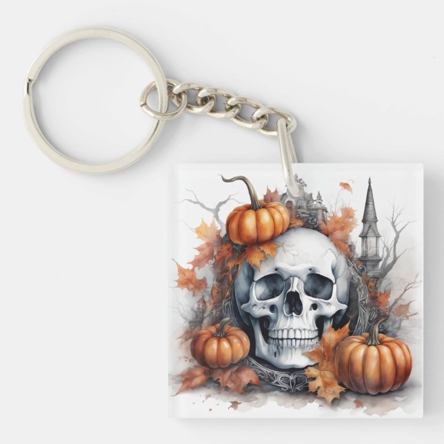 Mystic Halloween Gothic Skull Art  Mystical   Key Ring (Front)