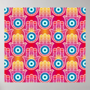 Mystic hamsa: ornate seamless design. poster