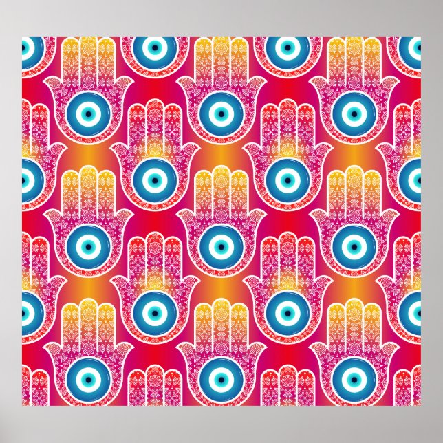 Mystic hamsa: ornate seamless design. poster (Front)