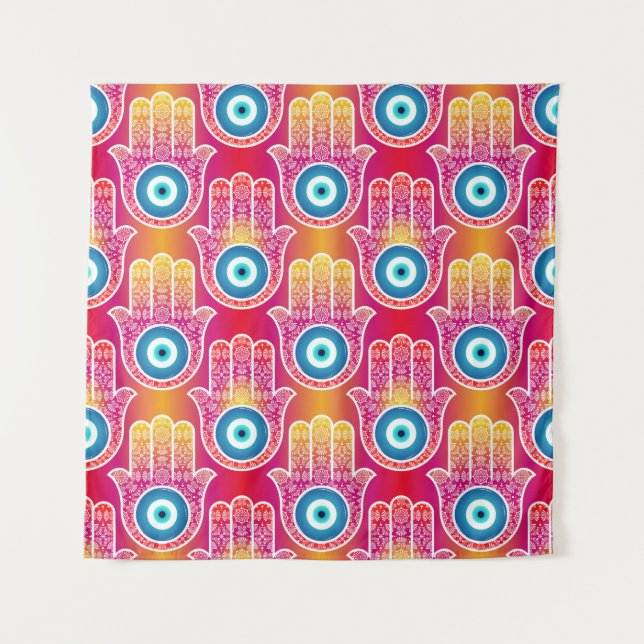 Mystic hamsa: ornate seamless design. tapestry (Front)