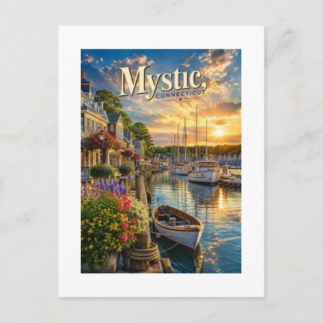 Mystic Harbour Reflections Postcard (Front)