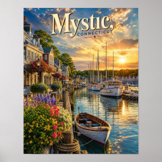 Mystic Harbour Reflections Poster