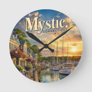 Mystic Harbour Reflections Round Clock