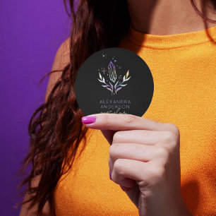 Mystic Holographic Glitter Spiritual Crystals Classic Round Sticker
