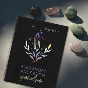 Mystic Holographic Glitter Spiritual Crystals Notebook