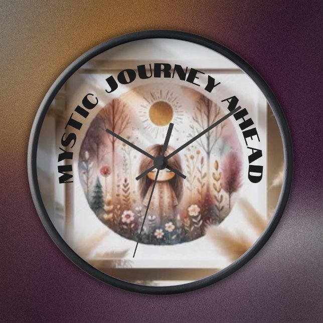 Mystic Journey Ahead, Boho in brown and black | Clock (Creator Uploaded)