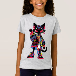 Mystic Kawaii Cat – Colourful Tribal Spirit Tee