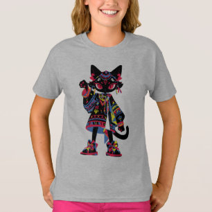 Mystic Kawaii Cat – Colourful Tribal Spirit Tee