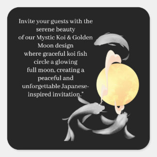 Mystic Koi & Golden Moon – Elegant Japanese Zen Ar Square Sticker