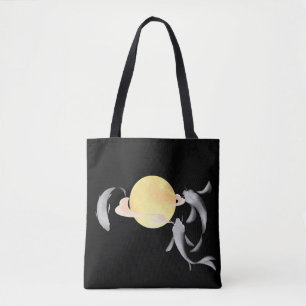 Mystic Koi & Golden Moon – Elegant Japanese Zen Ar Tote Bag