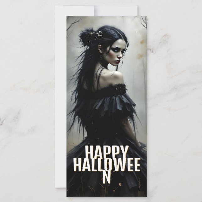 Mystic Lady in Dark Halloween Forest (Front)
