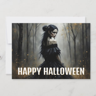 Mystic Lady in Dark Halloween Forest