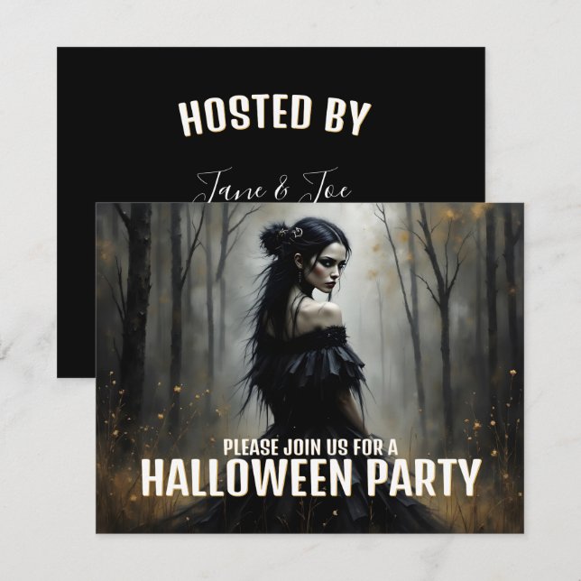 Mystic Lady in Dark Halloween Forest (Front/Back)
