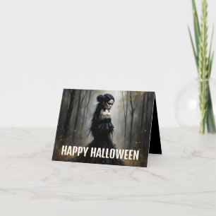 Mystic Lady in Dark Halloween Forest Card