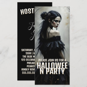 Mystic Lady in Dark Halloween Forest - Invitation
