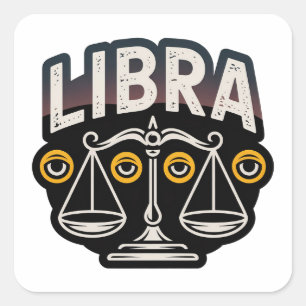 Mystic Libra Zodiac Emblem Square Sticker