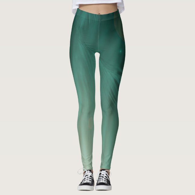 mystic light green abstract design art leggings (Front)