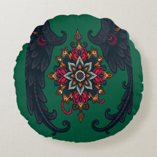 Mystic Mandala Elephant Art Round Cushion