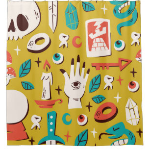 Mystic Melange: Occult Seamless Elements Shower Curtain